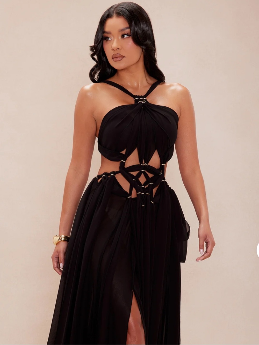 Bali Chiffon Maxi Dress - Black